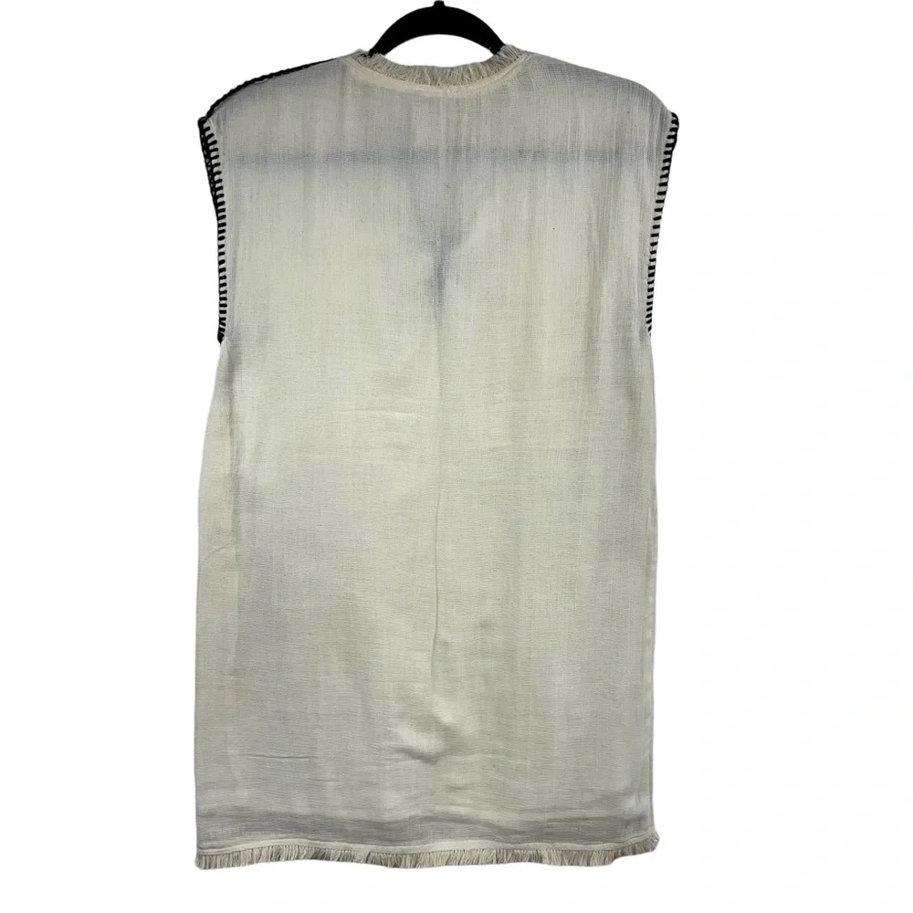 Moon River Blanket Stitch Shift Dress In Cream With Black Stitches Size Small - Picture 3 of 11